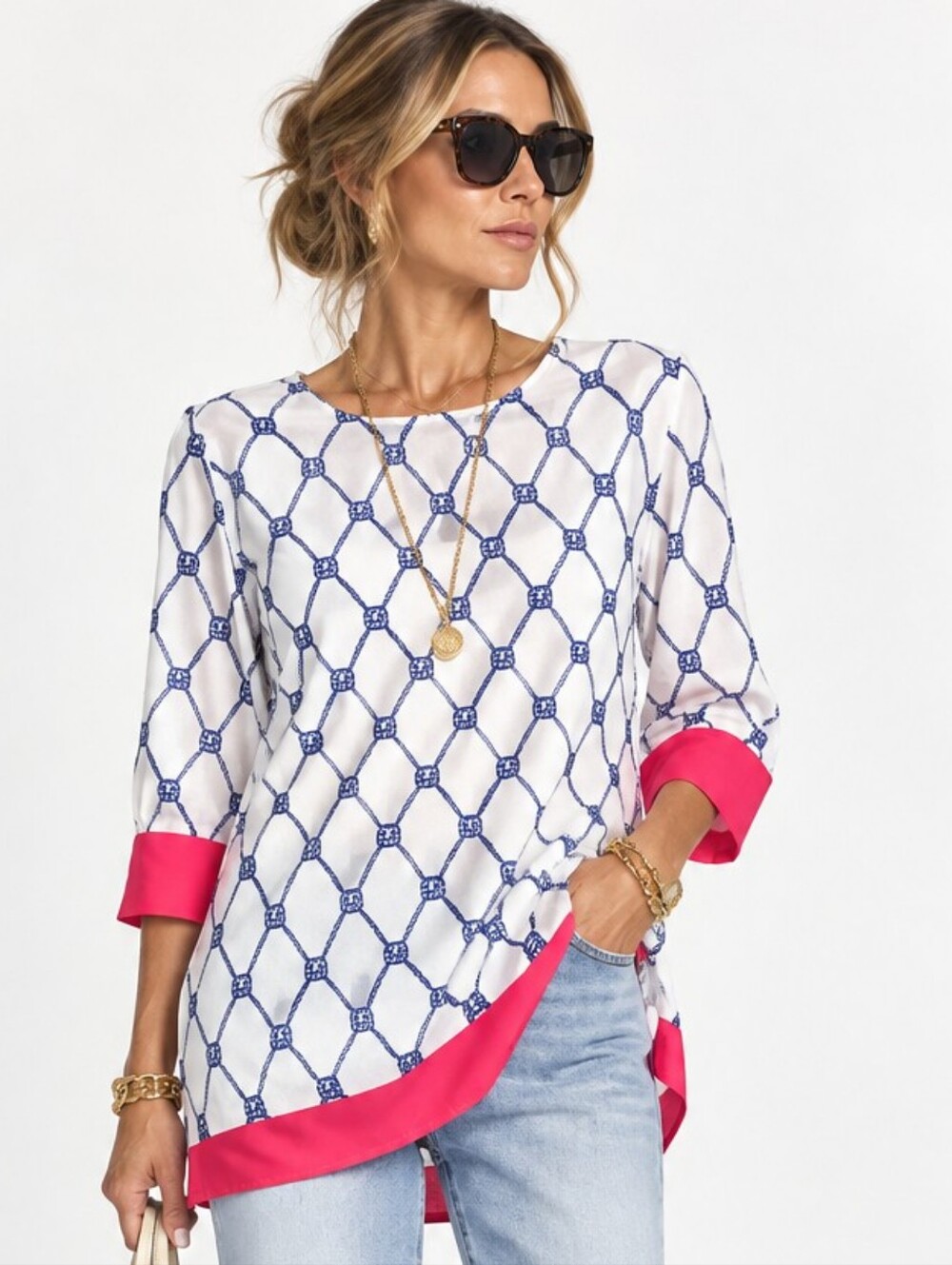 Talbots Tunic Top Silk Blend Long Sleeve